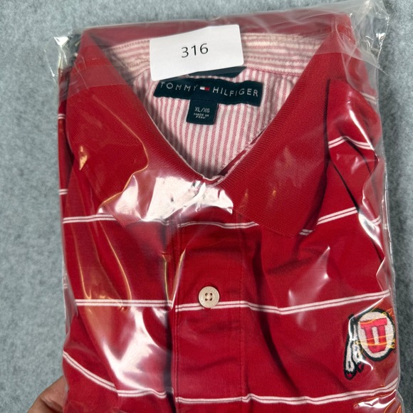Tommy Hilfiger Men's Red Striped Polo Shirt Utah Utes Logo XL - Picture 8 of 9